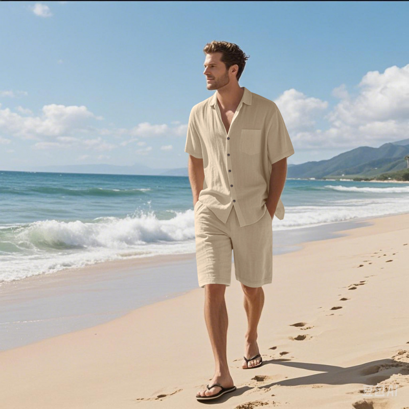 Linen Shirt Breathable - Conjunto Masculino de Verão 2026 de