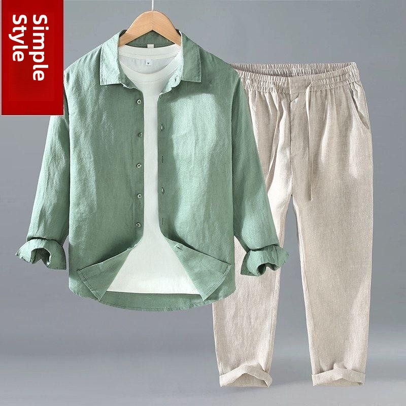 Linen Shirt Breathable - Conjunto de Camisa de Linho Solta