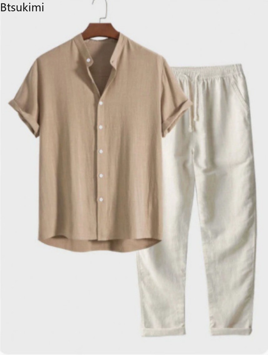 Conjunto Masculino de Moda 202 - Linen Shirt Breathable avaliação e preço