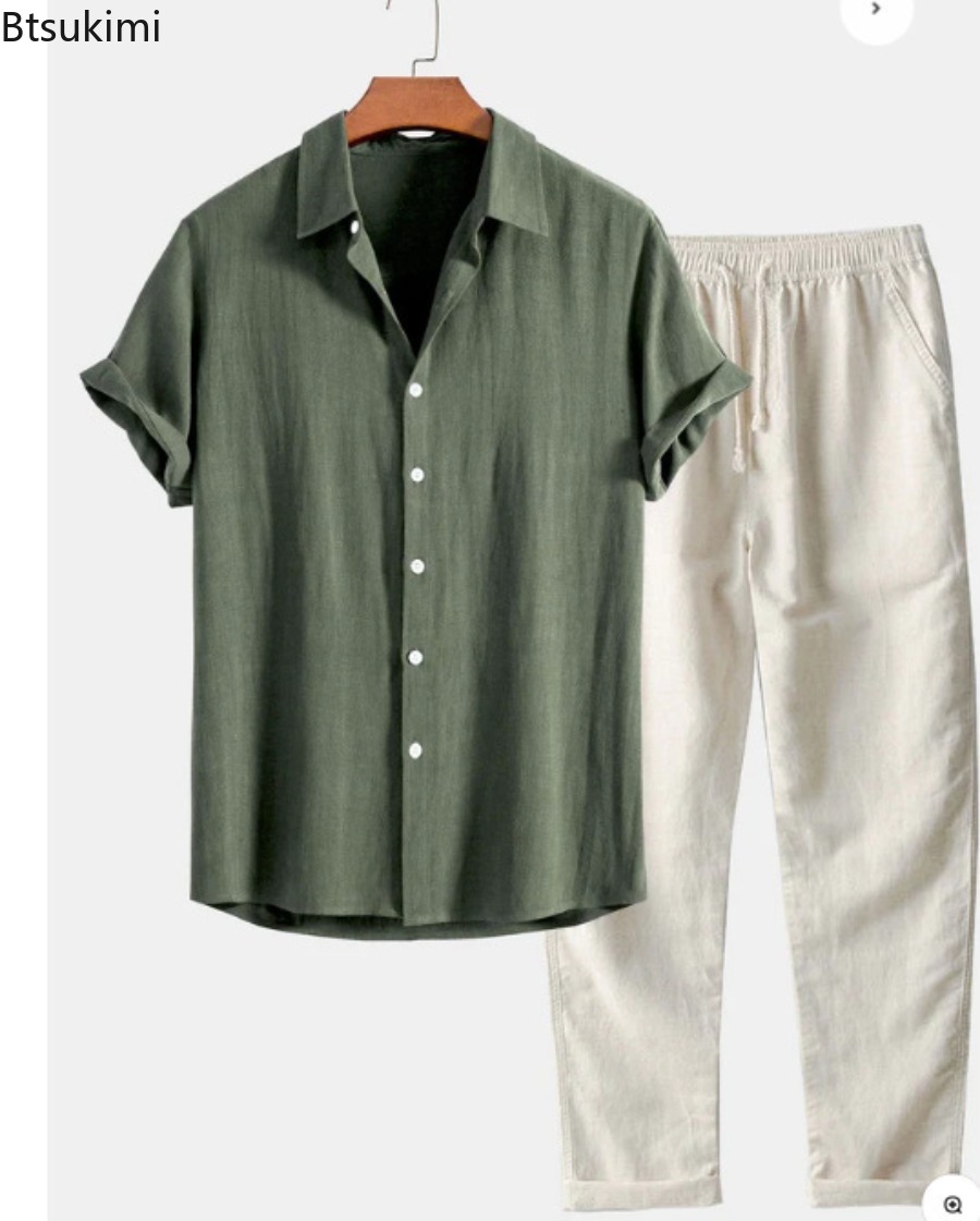 Conjunto Masculino de Moda 202 - Linen Shirt Breathable avaliação e preço