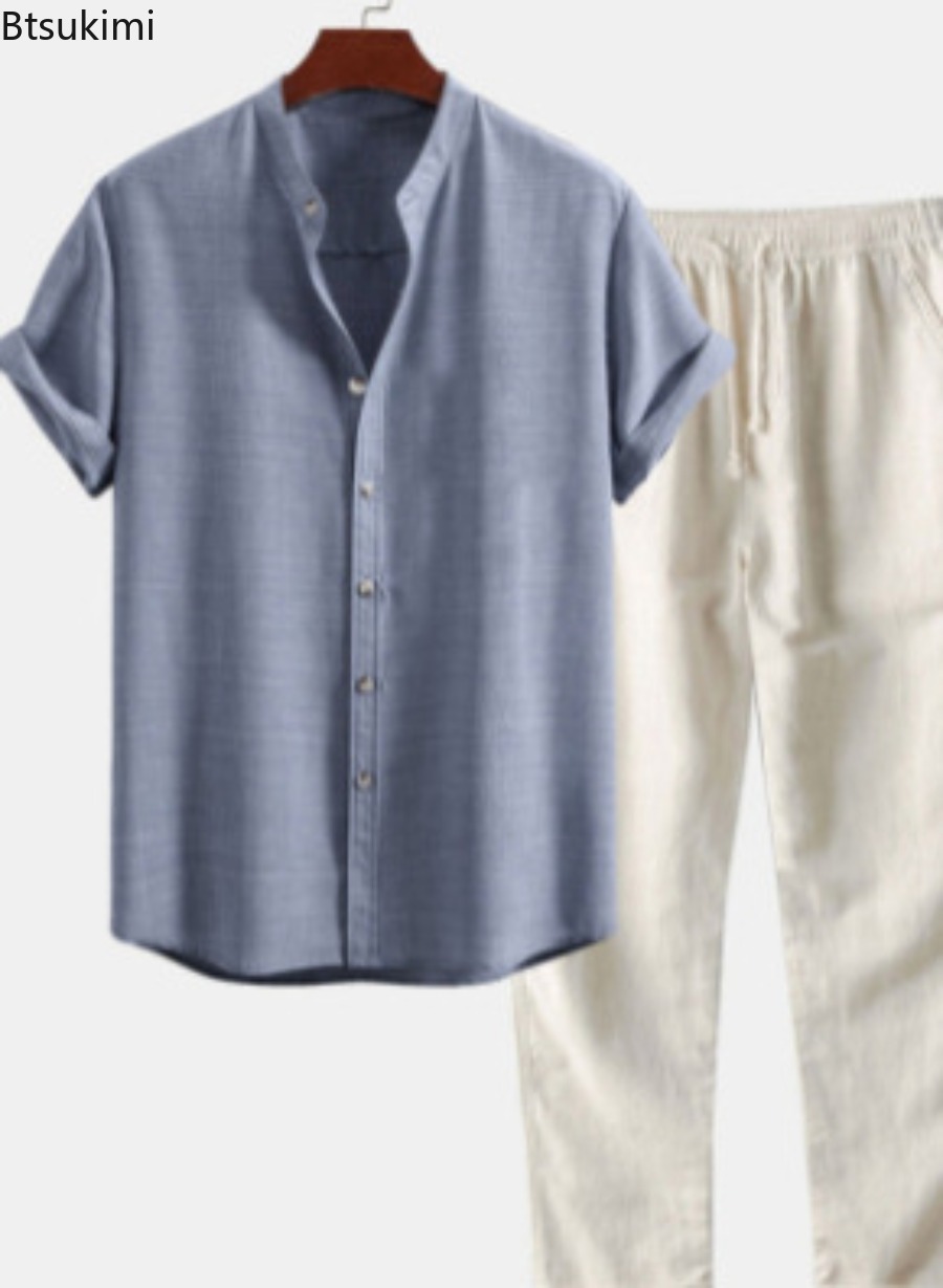Conjunto Masculino de Moda 202 - Linen Shirt Breathable avaliação e preço