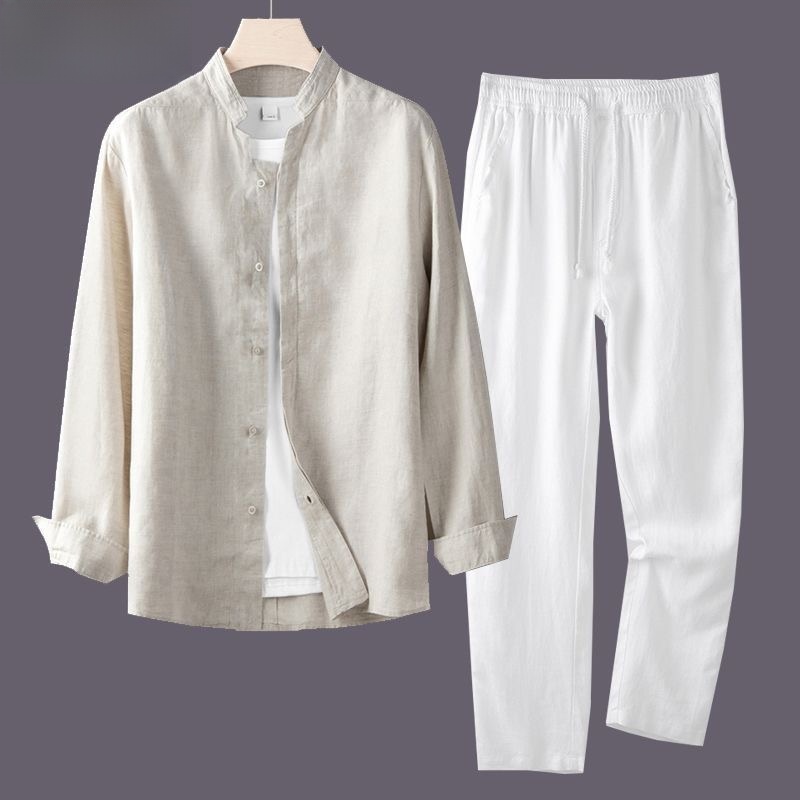 Camisa branca de manga comprid - Linen Shirt Breathable avaliação e preço