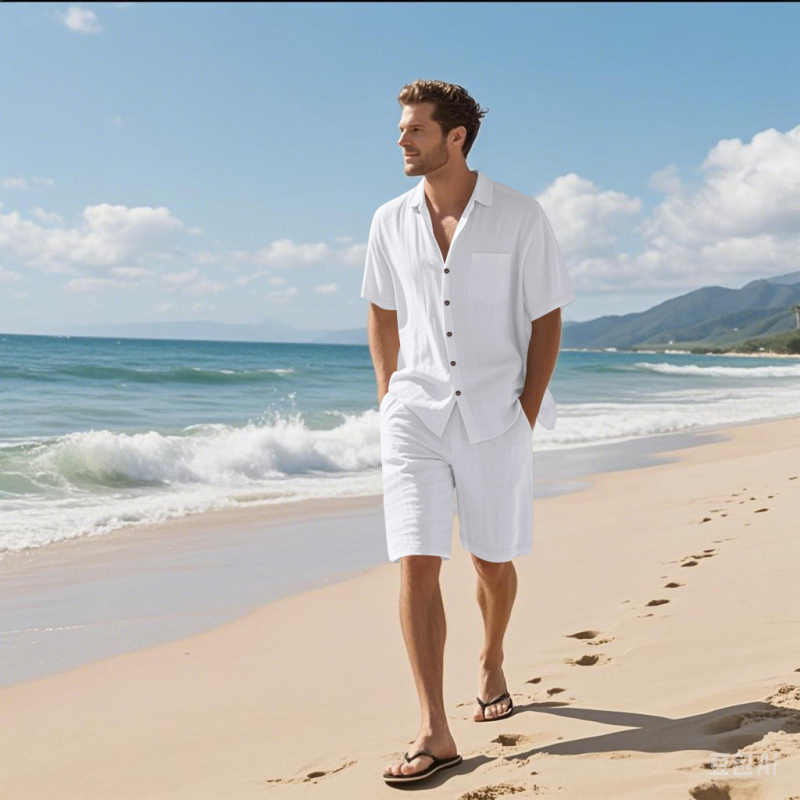 Conjunto Masculino de Verão 20 - Linen Shirt Breathable avaliação e preço
