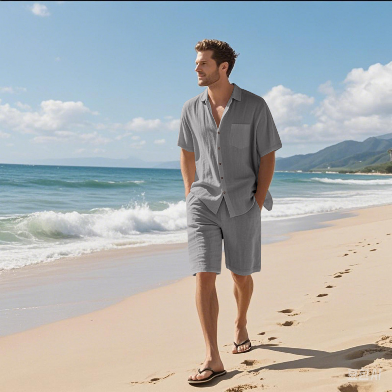 Conjunto Masculino de Verão 20 - Linen Shirt Breathable avaliação e preço