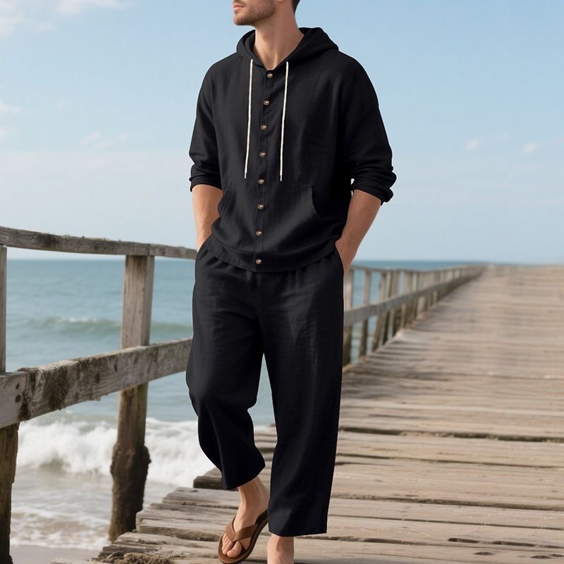 Conjunto de Praia Masculino em - Linen Shirt Breathable avaliação e preço